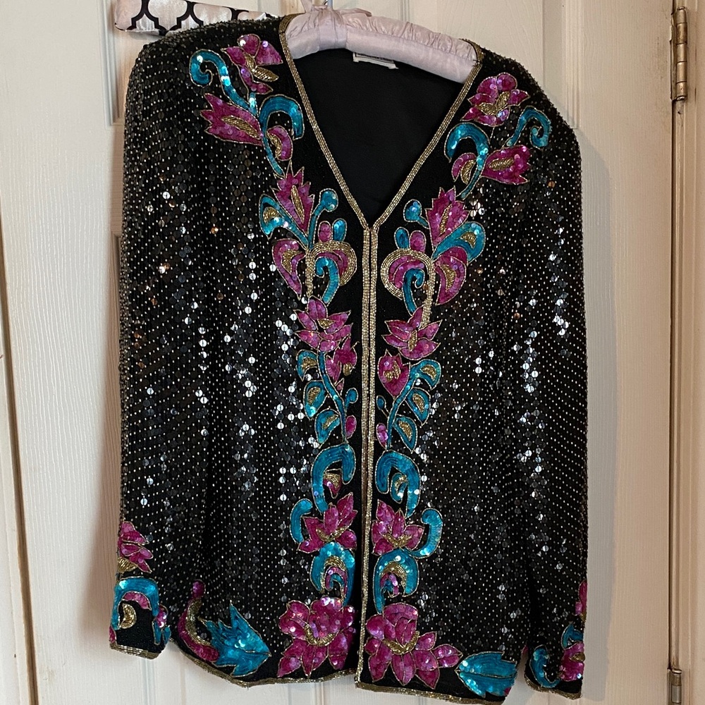 Stenay Black Jacket with Pale Lilac Satin Trim
